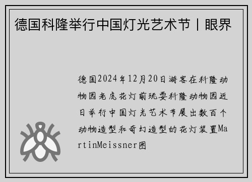 德国科隆举行中国灯光艺术节丨眼界